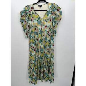 GiGio Maximalist Maxi Dress Women Geometric Boho Artsy Casual Tiered Pocket Sz S